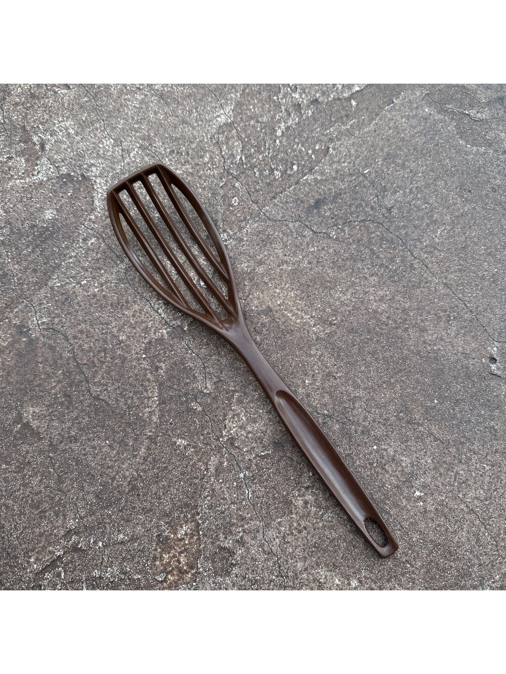 Foley Nylon Serve & Cookware Utensil Chocolate Brown Vtg MCM Slotted Mix Whisk